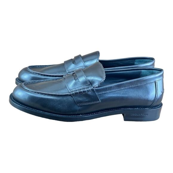 DSQUARED2 Beau pebbled leather penny loafers Men’s size 8.5-9 42 Brown Leather - Picture 1 of 9